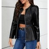 Womens Faux Leather Cropped Jacket Long Sleeve Casual Blazer Moto Biker Coat Fall Fashion Winter Outfits - 4 of 4