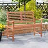 Costway Patio Solid Wood Loveseat with Inclined Backrest & Slatted Seat Teak Painting - 4 of 4