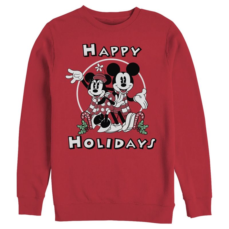 Men's Mickey & Friends Mickey & Minnie Holiday Sweatshirt, 1 of 5