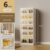 Foldable Shoe Boxes, Shoe Rack Shoe Storage Box Bins, 6Tiers Clear Stackable Shoe Storage Organizer with Magnetic Door Organizing Dustproof - 2 of 4