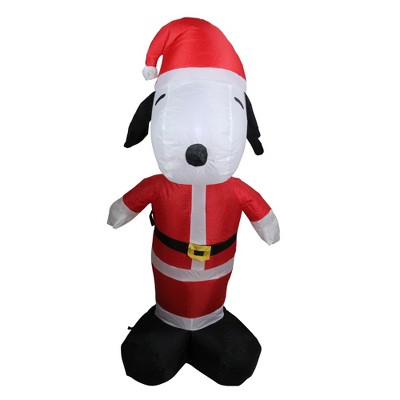 Arett Sales 42" Red and White Inflatable Peanuts LED Light Snoopy Santa Claus Christmas Outdoor Decor