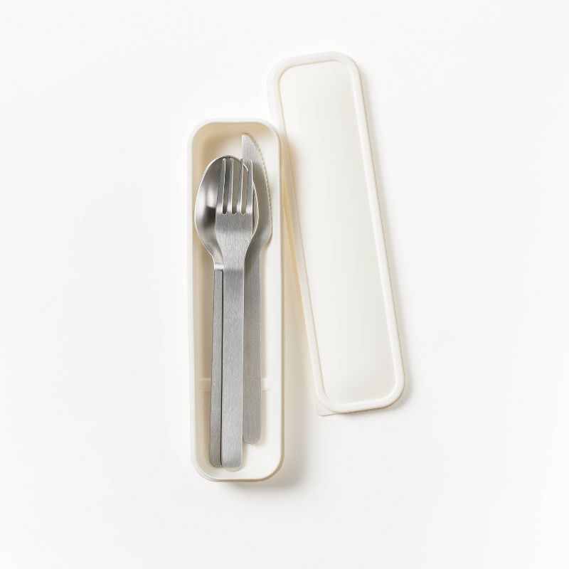 Stainless Steel Flatware Set with Case Beige/Silver - Figmint&#8482;, 1 of 5
