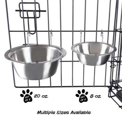 Set of 2 Stainless Steel Elevated Hanging Pet Bowls