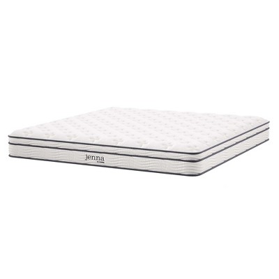 Modway Jenna 8" King Innerspring Mattress – Quilted Hybrid Mattress with Coil Support and Pressure Relief, Bed in a Box Comfort