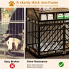 Akoasm 43.3 in. W Double Dog Large Dog Crate Furniture with Three Drawers Storages-Brown - 3 of 4