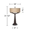Franklin Iron Works Tremont Industrial Table Lamp 31 1/2" Tall Bronze Metal with Dimmable USB and Power Outlet Burlap Drum Shade for Living Room House - 4 of 4
