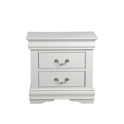 GlasFlength Nightstands Nightstand Modern Bedside Table Accent Bedside End Table with 2 Drawers for Bedroom Modern, White, 15"*21"*24"