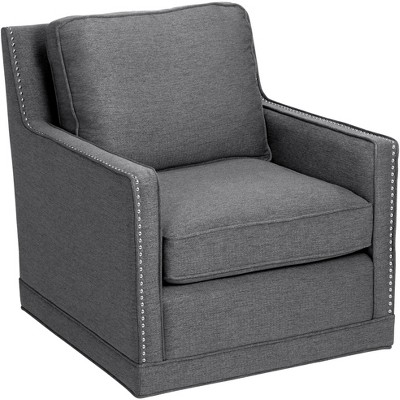 Studio 55D Clinton Mica Gray Linen Fabric Swivel Chair