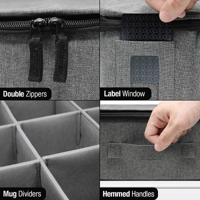 Gray Quilted 5-Piece China Dinnerware Storage Organizer Set