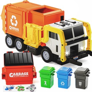 Joyfy Large Friction Powered Garbage Truck Toy Set, 16” Realistic Trash Truck Toy with Dumper, Toy Truck Gift for Kids Boys Ages 2 3 4 5 6 Year Old - 1 of 4