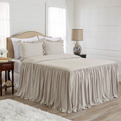 Sweet Jojo Designs Gender Neutral Unisex Queen Bedding Set Gathered Bedspread Beige Taupe 3pc — фото 3