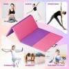 4 Pads Folding Gymnastics Mat&Yoga mat,Portable Home Gym Floor Pad for for Pilates, Aerobics, and Martial Arts Fitness Training，Pinkish purple - 4 of 4