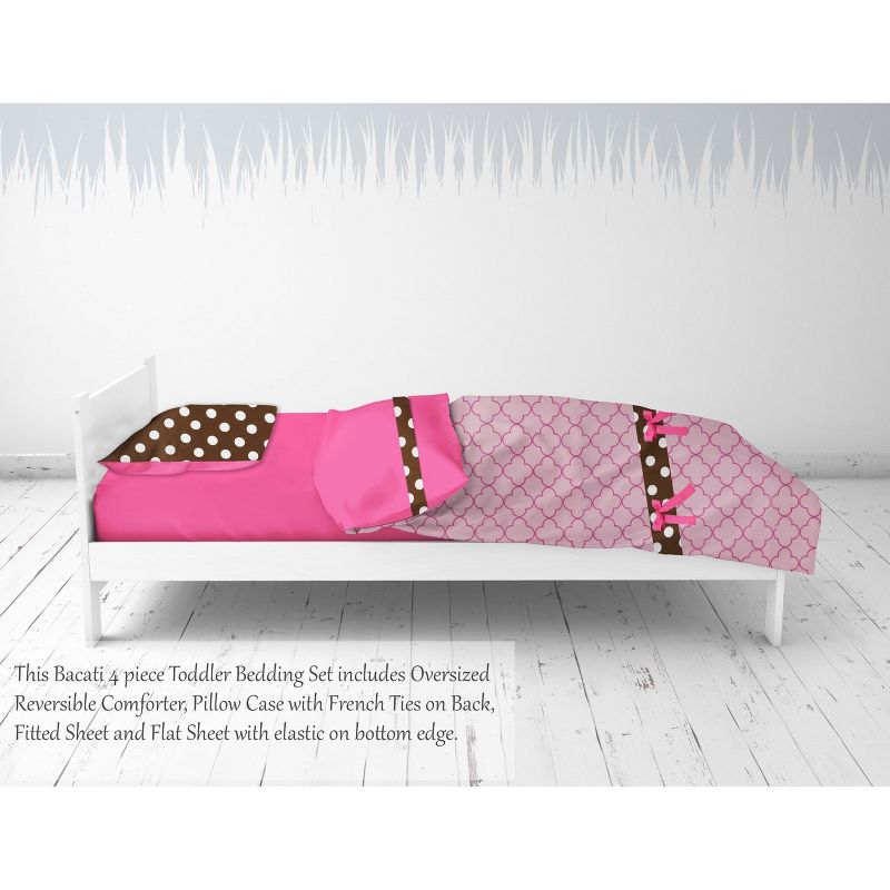 Bacati - Pink Chocolate 4 pc Toddler Bedding Set, 4 of 9