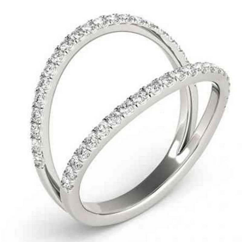 Pompeii3 1/4ct Diamond Ring Open Fashion Right Hand Split Band White Gold, 2 of 6