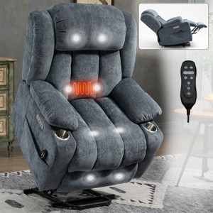 Electric Chair Recliner With Lumbar Heat And 8-Point Vibration Massage,Power Lift Chairs For Elderly,Chenille Lift And Recline Chairs-Cuddlewood - 1 of 4