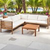 6-Piece Outdoor Acacia Wood Sofa Set with Cushions, Modular Patio Conversation Set for Garden, Gazebo, Balcony, or Courtyard - 3 of 4