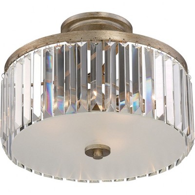 Vintage Gold Mirage Crystal Semi-Flush Mount Light