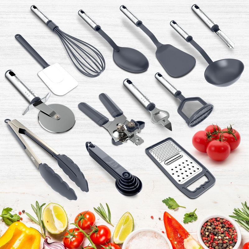 23 Nylon Kitchen Utensils & Stainless Steel Cooking Utensils Set - Lux Decor Collection, 1 of 7