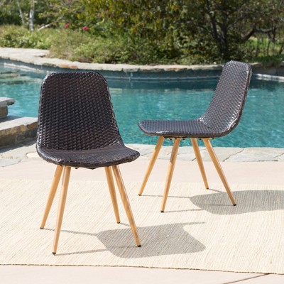 SKRAN Set of 2 Outdoor Rattan Dining Chair, Armchair with Heat Transfer and Powder Coated Legs, Set of 2  for Outdoor Dining, Garden, Porch