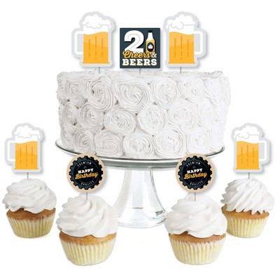 Big Dot of Happiness Cheers and Beers to 21 Years - Dessert Cupcake Toppers - 21st Birthday Party Clear Treat Picks - Set of 24