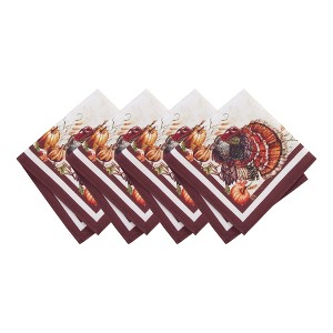 Autumn Heritage Turkey Engineered Napkins, Set of 4 - Multicolor - 17x17 - Elrene Home Fashions - 1 of 4