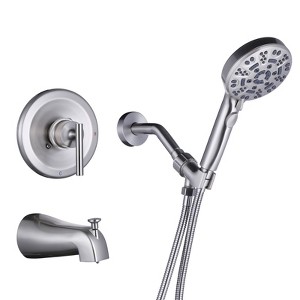 WOWOW Single Handle 8-Spray Shower Faucet 1.8 GPM with Handheld Shower and Tub Spout High Pressure in. Brushed Nickel - 1 of 4