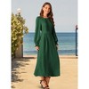 INSPIRE CHIC Women's Elegant Frilled Crewneck Midi Long Sleeve Pleated A-Line Flowy Dress with Pockets - 2 of 4