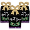 Big Dot of Happiness Mardi Gras - Square Favor Gift Boxes - Masquerade Party Bow Boxes - Set of 12 - 2 of 4
