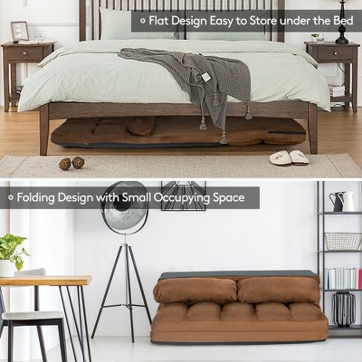 Brown Twin Sleeper Foldable Floor Sofa Bed with Metal Frame