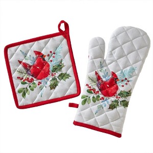 SKL Home By Saturday Knight Ltd Berry Cardinal Oven Mitt And Pot Holder Set - 8X8", Multi - 1 of 4