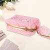 Unique Bargains Women's Portable Sequin Heart LOVE Makeup Bag Pink 1 Pc - 2 of 3