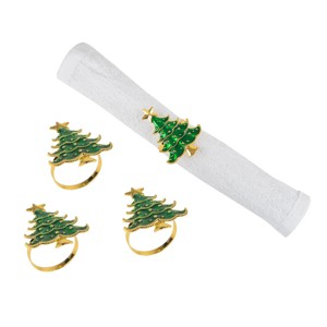 C&F Home Green Christmas Tree Decorative Napkin Ring, Set of 4 - 1 of 4
