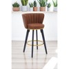 Set of 2 26" Velvet Counter Height Bar Stools with 360° Swivel, Upholstered Mid-Century Barstools with Backrest and Gold Footrest for Kitchen Island - 4 of 4