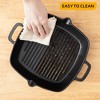 vancasso Griddle Pans Pre-Seasoned Cast Iron Frying Pan Square with Double Handle for Induction, Electric & Gas Hobs Grill Steak and Veggies Black - 4 of 4