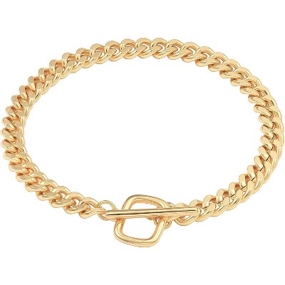 18k Gold Plated Personalized Chunky Cuban Oval Link Chain Bracelets for Men Toggle Rope Bracelet Jewelry for Women