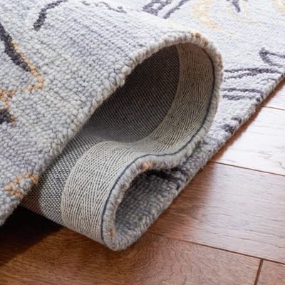 Gray Floral Hand-Tufted Wool 8' x 10' Area Rug