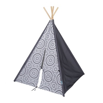 Gray and White Polka Dot Teepee with Solid Wood Poles
