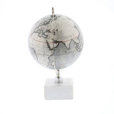 Gray Marble and Metal Modern Decorative Globe