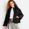 Women's Shearling Trim Button-Front Puffer Jacket - Future Collective Black - image 3 of 3