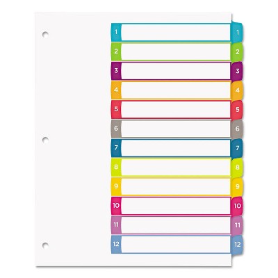 Avery Ready Index Table of Contents Dividers Multicolor Tabs 1-12 Letter 11843