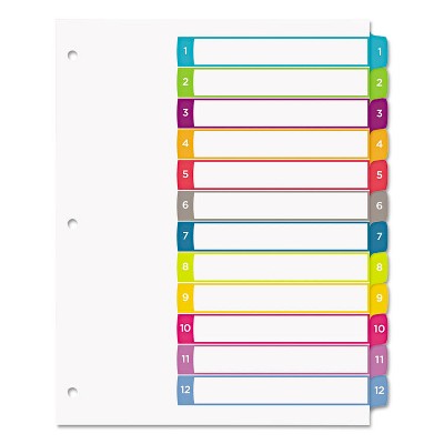 Avery Ready Index Table of Contents Dividers Multicolor Tabs 1-12 Letter 11843