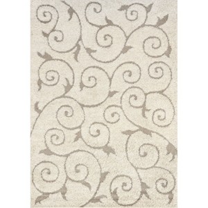 Nuloom Maisha Floral & Paisley 8x10 Shag Area Rug for Living Room Bedroom Dining Room Nursery, Cream - 1 of 4