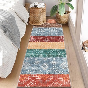 Boho Machine Washable Rug for Living Room Modern Non-Slip Rug for Bedroom Traditional Low Pile Indoor Mat for Dining Room - 1 of 4