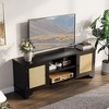 TV Stand for TVs Up to 70", Rattan Entertainment Center with 2 Cabinets & Open Shelf, Boho Media Console Table for Living Room, Apartment - 3 of 4