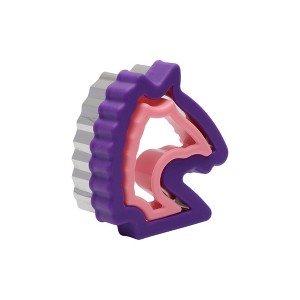 Unique Bargains Unicorn-Shaped Cookie Cutter Hand Washable Stainless Steel Plastic Purple Pink 4.3"x3.7"1.6" 1Pcs - 1 of 4