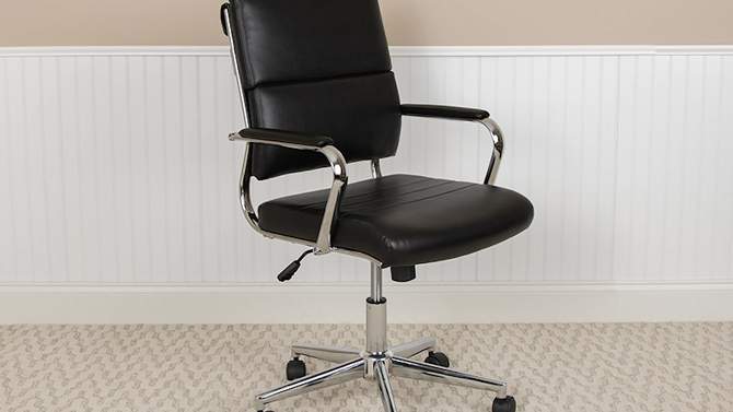 Emma and Oliver Mid-Back LeatherSoft Contemporary Panel Executive Swivel Office Chair, 2 of 16, play video