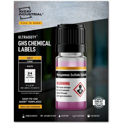Avery GHS Chemical Labels 24UP 5BX/CT White 60517
