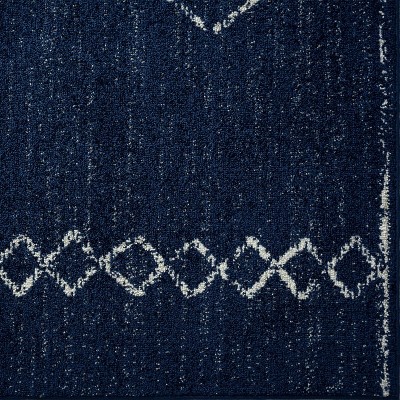 Navy Geometric 8' x 10' Stain-Resistant Synthetic Area Rug