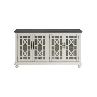 Parisian Antique Market Inspired 63" White and Grey TV Console