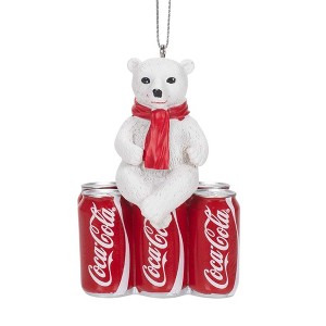 Kurt Adler Resin Ornament for Christmas Tree, Coca-Cola Cub with 6-Pack Cans - 1 of 3